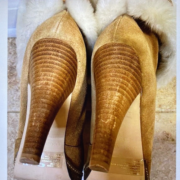 Colin Stuart Tan Faux Fur Trimmed Suede Boots - Picture 5 of 7